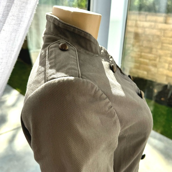 Military Studded Olive Green Jacket Size S Small 4 Steampunk Retro By H&M - Picture 5 of 10